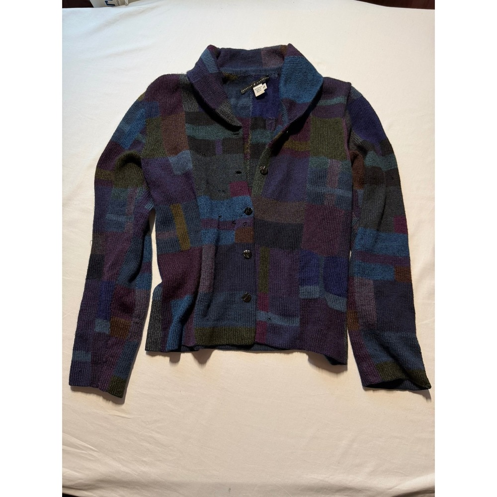 VTG Peruvian Connection Intarsia Patchwork Cardigan Sweater Whimsigoth